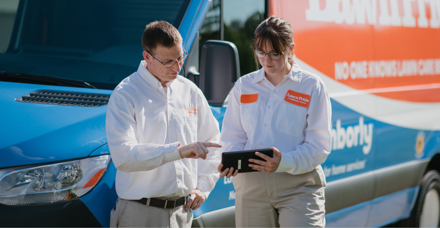 Lawn Pride Workers ByTruck